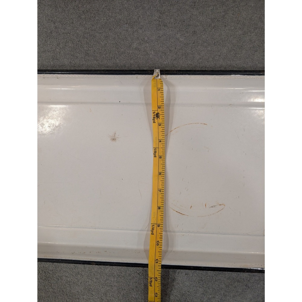Vintage‎ White Enameled Medical Sterilizing Tray Black Rim Industrial 21" × 11" - Picture 3 of 6